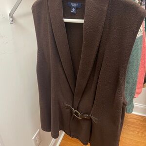 Chaps Brown Knit Cardigan with V-Neck